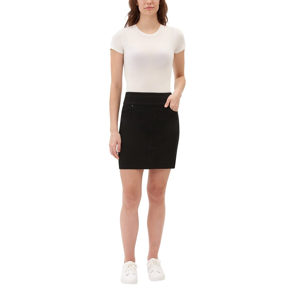 S.C. & CO. Women's Denim Pull On, Stretch Fabric Built-in Knit Short Skort Skirt Black Small, Small Short