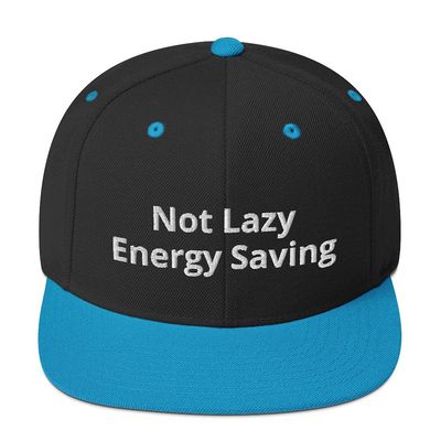 Not Lazy Energy Saving Flatbrim Flat Brim Snapback Hat Cap Black/Teal