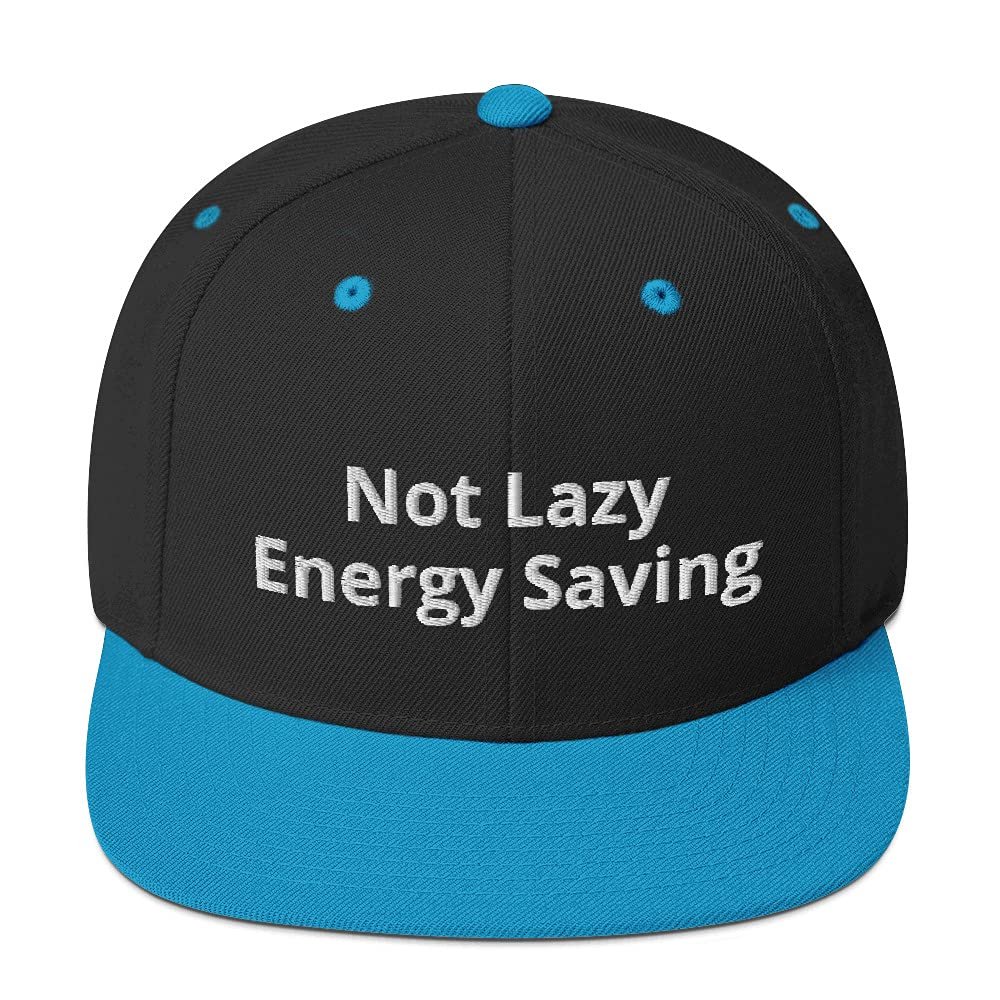Not Lazy Energy Saving Flatbrim Flat Brim Snapback Hat Cap Black/Teal