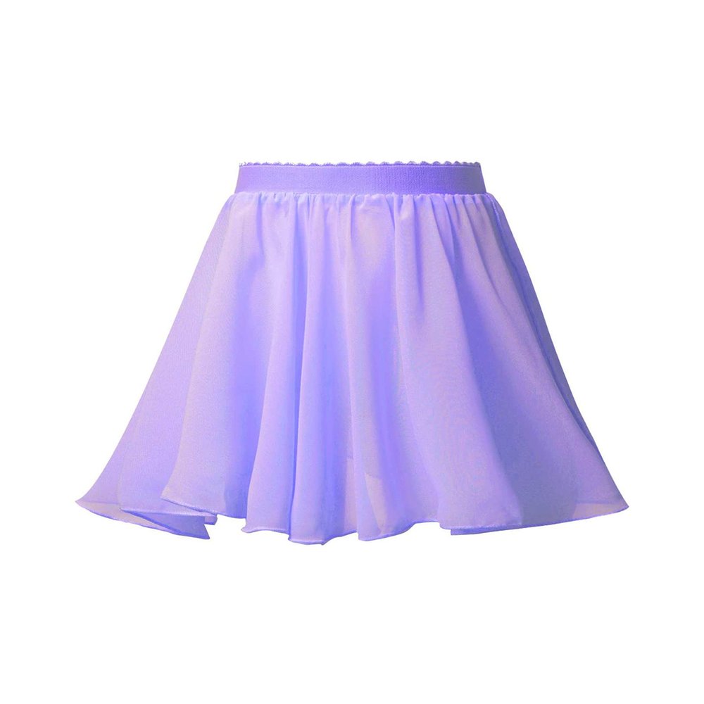 easyforever Kids Girls Basic Chiffon Pleated Pull-on Wrap Skirt Skort Ballet Dancewear Daily Casual Outfits Light Purple Q 3-4 Years