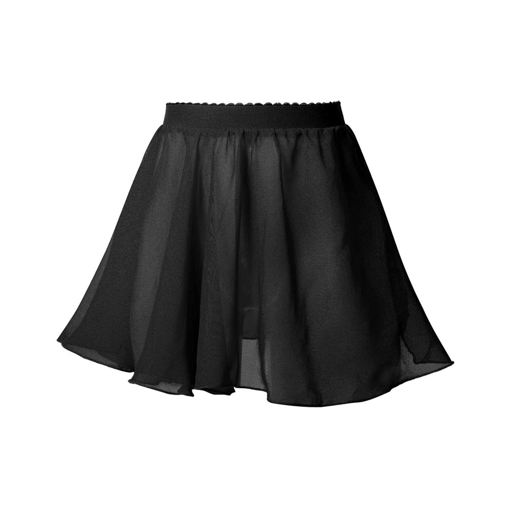 easyforever Kids Girls Basic Chiffon Pleated Pull-on Wrap Skirt Skort Ballet Dancewear Daily Casual Outfits Black Q 7-8 Years