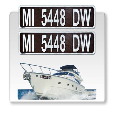 Curb-N-Sign Super Reflective BowBrite Custom Boat Registration Numbers and Letters, Pack of 1 (2pcs) Custom Boat Lettering, Highly Reflective Vinyl Decal Boat Decal Stickers (Brown)