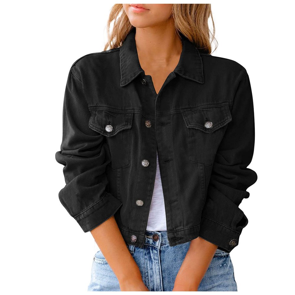 SERYU Jean Jacket for Women Ripped Puff Sleeve Frayed Slim Denim Crop Top Cropped Jean Jacket