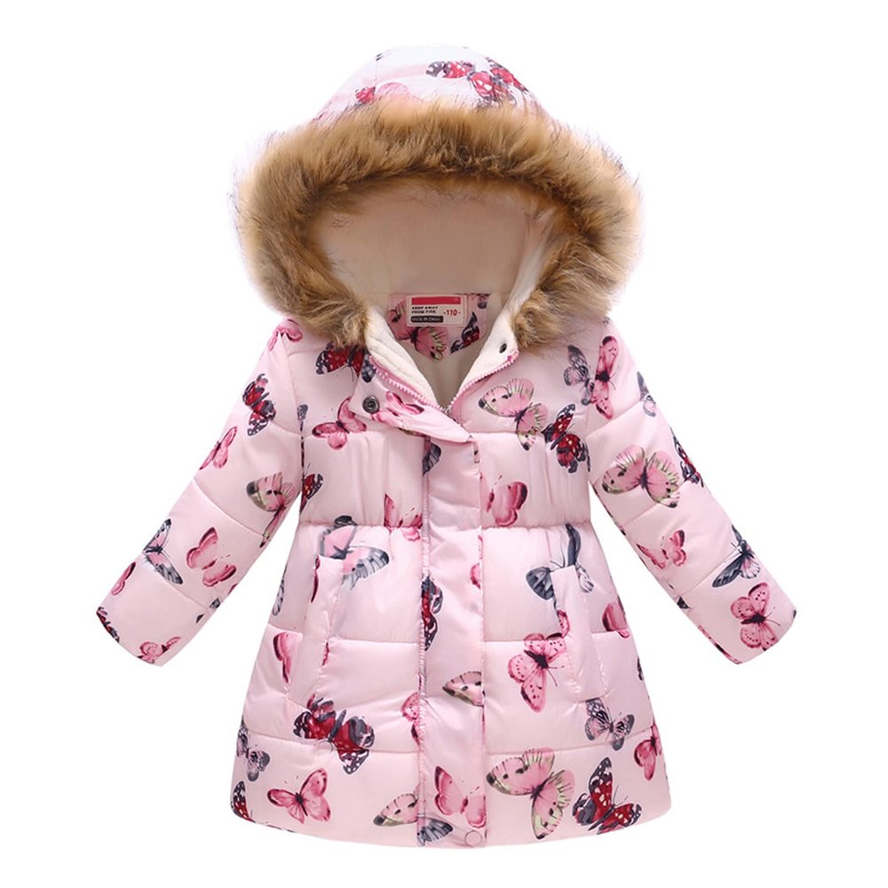 Baby Toddler Girls Boys Winter Fall Clothes Warm Jacket 2-7 Years Old Kids Floral Thick Hooded Windproof Coat