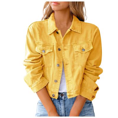 SERYU Jean Jacket for Women Ripped Puff Sleeve Frayed Slim Denim Crop Top Cropped Jean Jacket