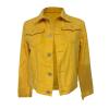 SERYU Jean Jacket for Women Ripped Puff Sleeve Frayed Slim Denim Crop Top Cropped Jean Jacket view 2