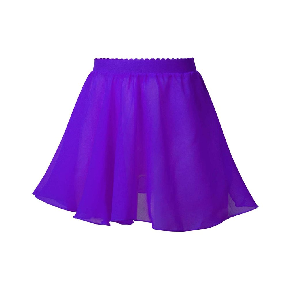 easyforever Kids Girls Basic Chiffon Pleated Pull-on Wrap Skirt Skort Ballet Dancewear Daily Casual Outfits Purple Q 7-8 Years