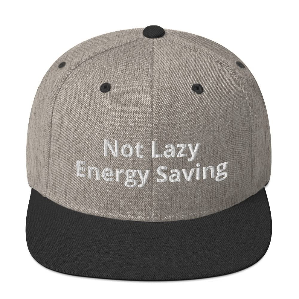 Not Lazy Energy Saving Flatbrim Flat Brim Snapback Hat Cap Heather/Black