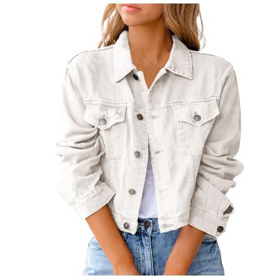 SERYU Jean Jacket for Women Ripped Puff Sleeve Frayed Slim Denim Crop Top Cropped Jean Jacket