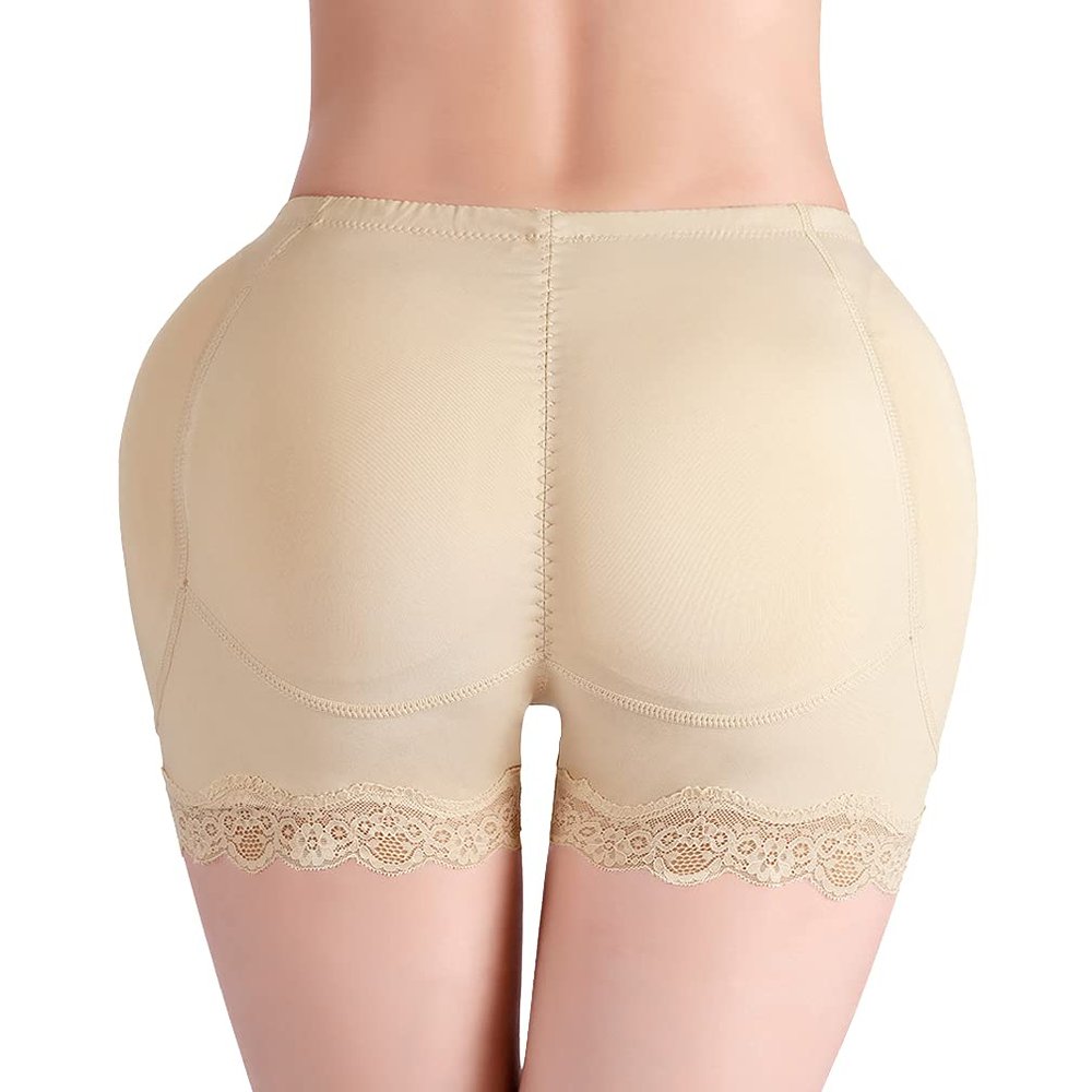 Women Shapewear Lace Hip Enhancer Fake Butt Lifter Pants Pads Underwear Control Padded Panties Knickers Boyshorts (Skin,S)