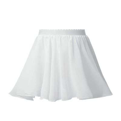 easyforever Kids Girls Basic Chiffon Pleated Pull-on Wrap Skirt Skort Ballet Dancewear Daily Casual Outfits White Q 3-4 Years