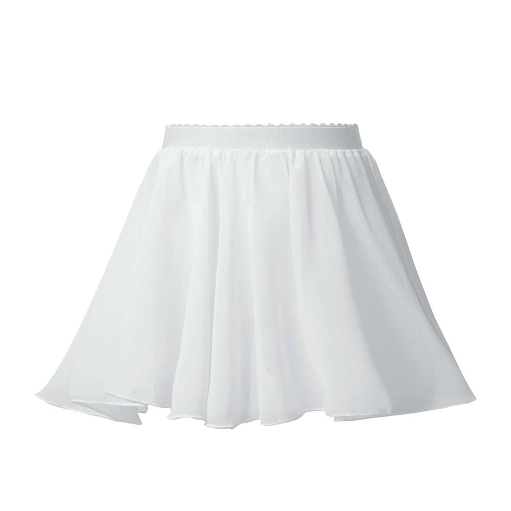easyforever Kids Girls Basic Chiffon Pleated Pull-on Wrap Skirt Skort Ballet Dancewear Daily Casual Outfits White Q 3-4 Years