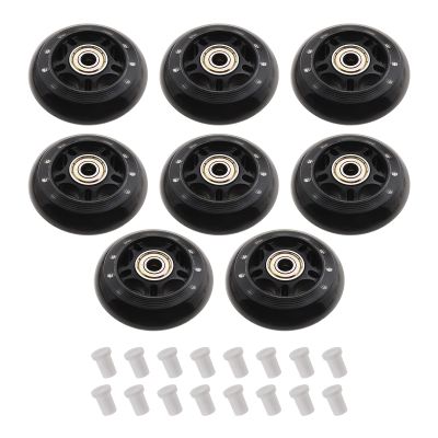 SING F LTD 8pcs 70mm 82A Skating Wheels with ABEC-7 608ZZ Bearing for Boys & Girls Indoor Outdoor Recreational Riding with 6mm White Plastic Spacers Replacement Black PU
