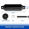 Turmaster Boat Fenders 4 Pack 4.5'' x16'', Ribbed Twin Eyes Boat Fenders Bumpers for Docking, Inflatable Marine Boat Bumper with 4 Ropes, 4 Needles and 1 PumpBlack view 3