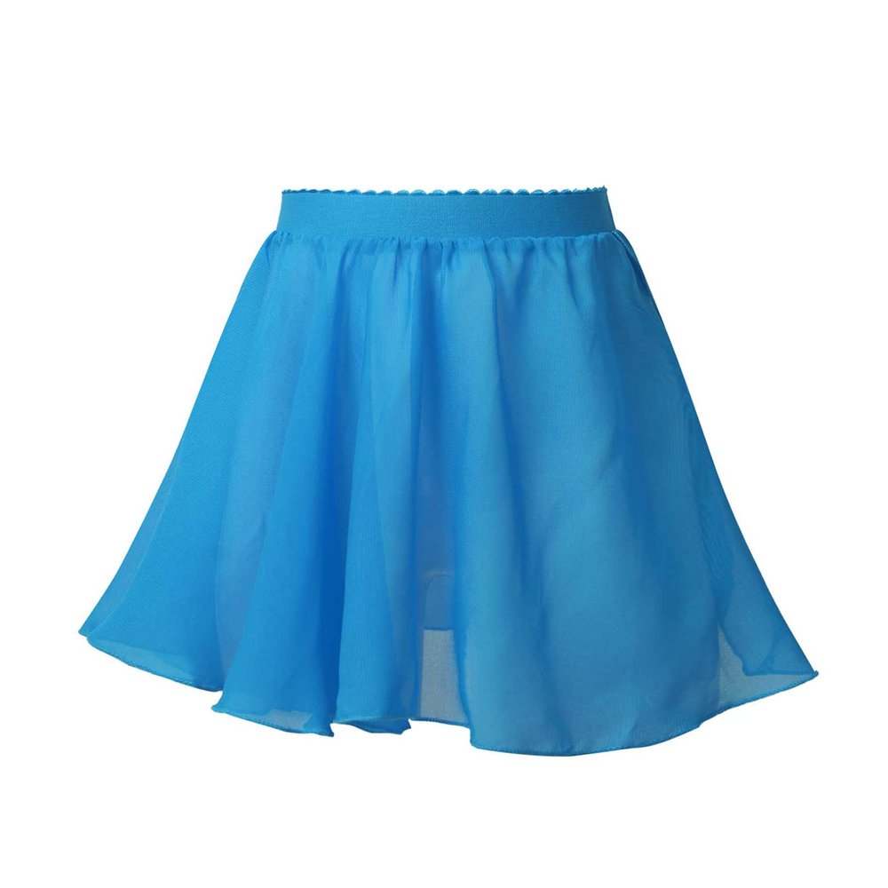 easyforever Kids Girls Basic Chiffon Pleated Pull-on Wrap Skirt Skort Ballet Dancewear Daily Casual Outfits Blue Q 7-8 Years