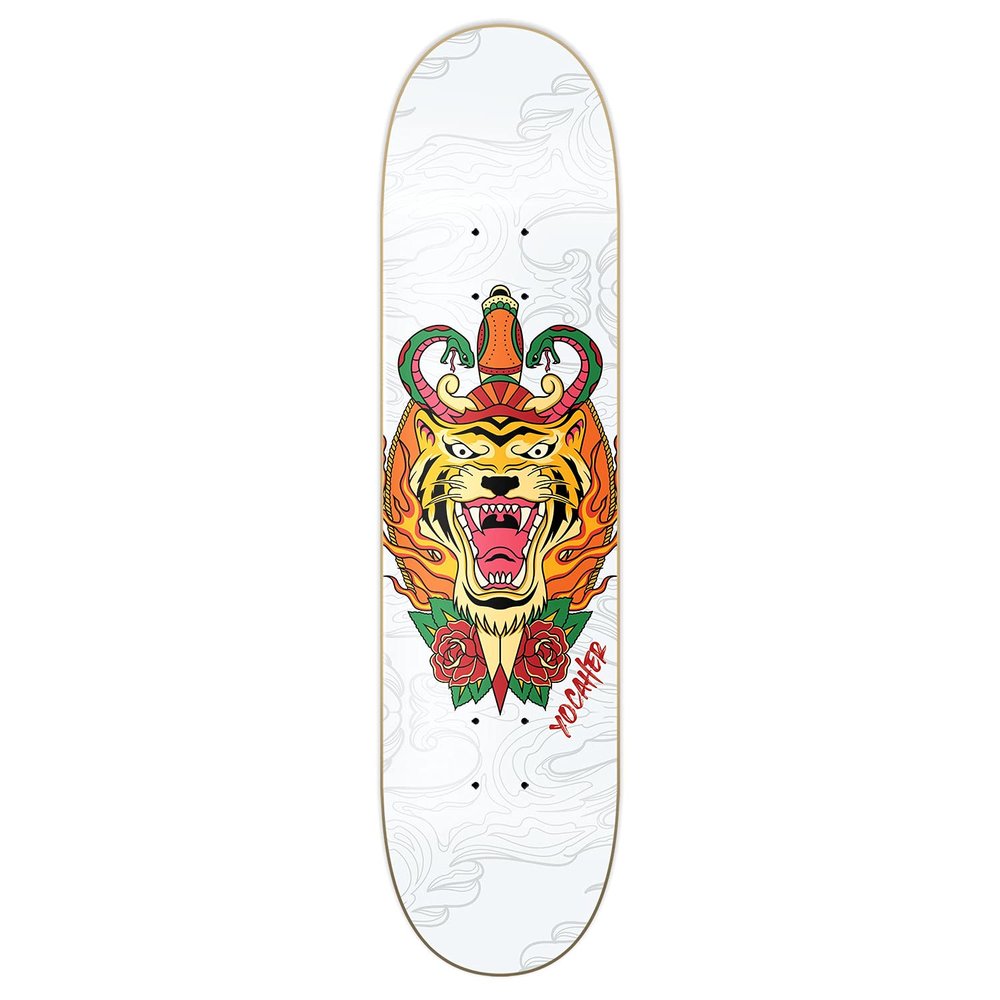 Yocaher Professional Graphic Skateboard Deck, Size 7.5", 7.75", 8.0, 8.25 and 8.5 Decks - Flaming Tiger (8.25" Flaming Tiger)