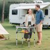 Anbte Folding Camping Table, Aluminum 24" x 16" Adjustable Height Small Folding Table with Carrying Handle, Lightweight, Portable Camping Table Waterproof for Outdoor Indoor Picnic Beach BBQ (Black) view 2