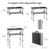 Anbte Folding Camping Table, Aluminum 24" x 16" Adjustable Height Small Folding Table with Carrying Handle, Lightweight, Portable Camping Table Waterproof for Outdoor Indoor Picnic Beach BBQ (Black) view 3
