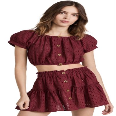 Eberjey Portola Harper Crop Top Cover-Up Brick LG