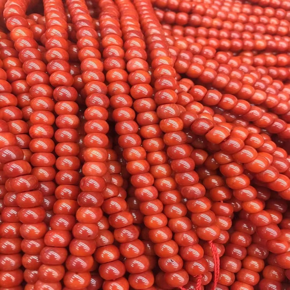 100pcs oranger Red Coral Wheel tire heishi rondelle Beads 6x4mm - Red Pink White Orange for Necklace-Bracelet-Earrings