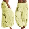 WUAI-Women Comfy Boho Pants Thai Harem Loose Yoga Pants Casual Bohemian Hippie Pajamas Lounge Elephant Dancing Pants(Yellow,XX-Large) view 2