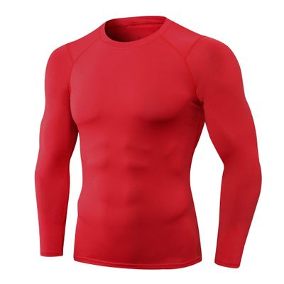 Compression Shirts Men Long Sleeve Athletic Thermal Shirt Workout Cool Dry Running Tops Sports Gym Undershirt Base Layer Tops Red