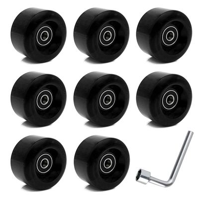 8 Pack Roller Skate Wheels with Bearings Installed PU Quad Skate Wheels 82A for Double Row Skating and Skateboard 32mm x 58mm (Black)
