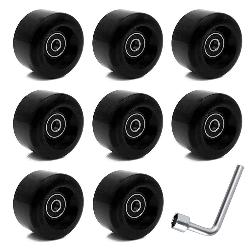 8 Pack Roller Skate Wheels with Bearings Installed PU Quad Skate Wheels 82A for Double Row Skating and Skateboard 32mm x 58mm (Black)