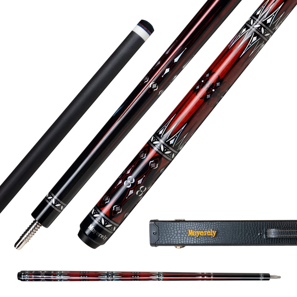 Moyerely Carbon Fiber Pool Cue,11.8mm/12.5mm Low Deflection Cue Stick,Professional Pool Stick with Case(MF1,12.5mm)