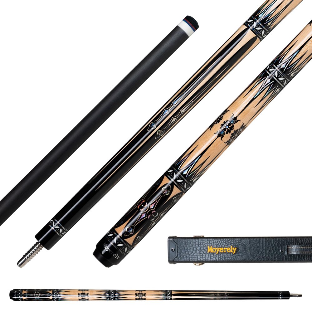 Moyerely Carbon Fiber Pool Cue,11.8mm/12.5mm Low Deflection Cue Stick,Professional Pool Stick with Case(MF3,12.5mm)