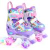 Rainbow Unicorn Kids Roller Skates for Girls Boys Toddler Ages 5-8,4-Pejiijar Adjustable Roller Shoes with Luminous Wheels for Birthday Xmas Gifts. view 1