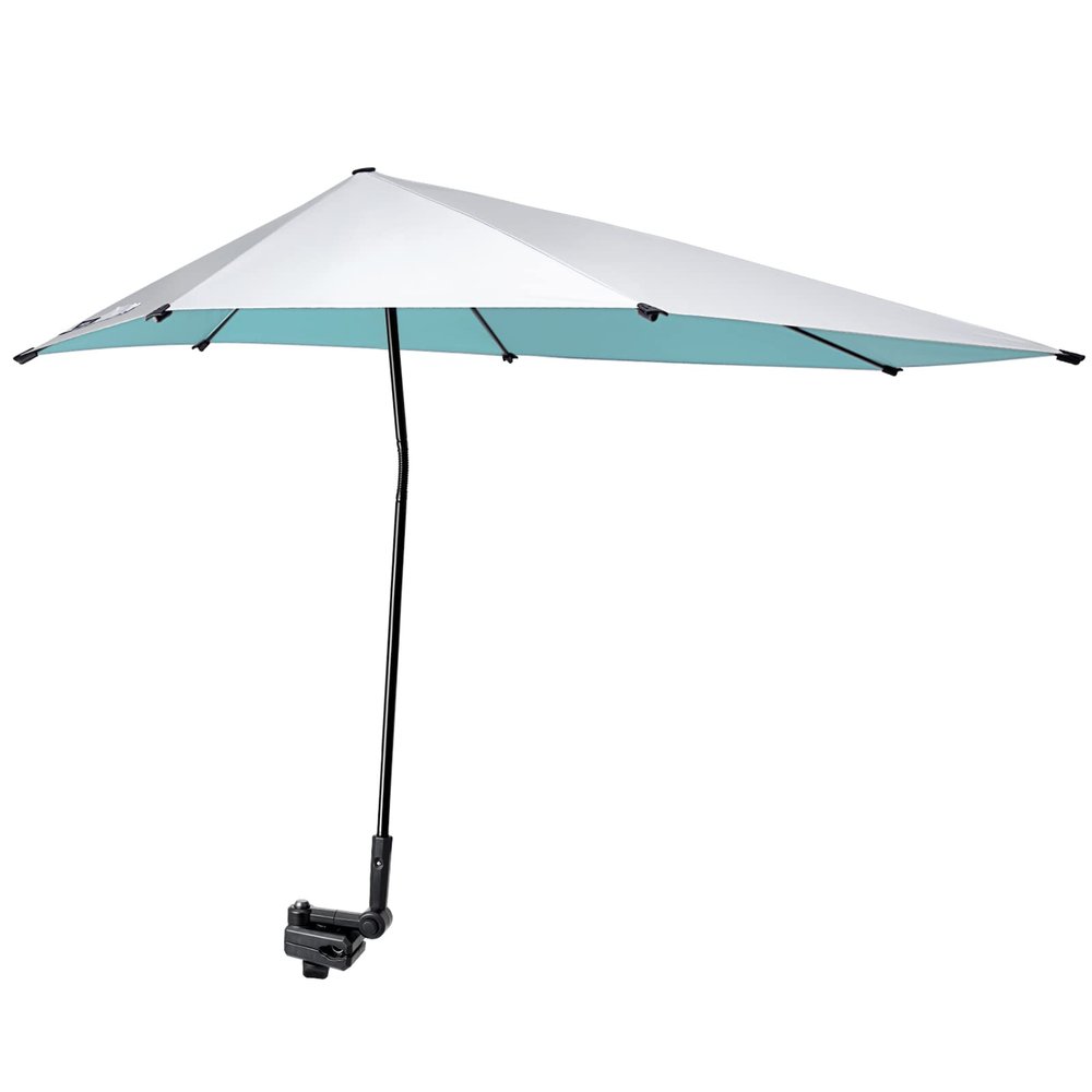 G4Free UPF 50+ Adjustable Beach Umbrella XL with Universal Clamp for Chair Golf Bags Stroller Wheelchair Bleacher Patio(Lake Blue)