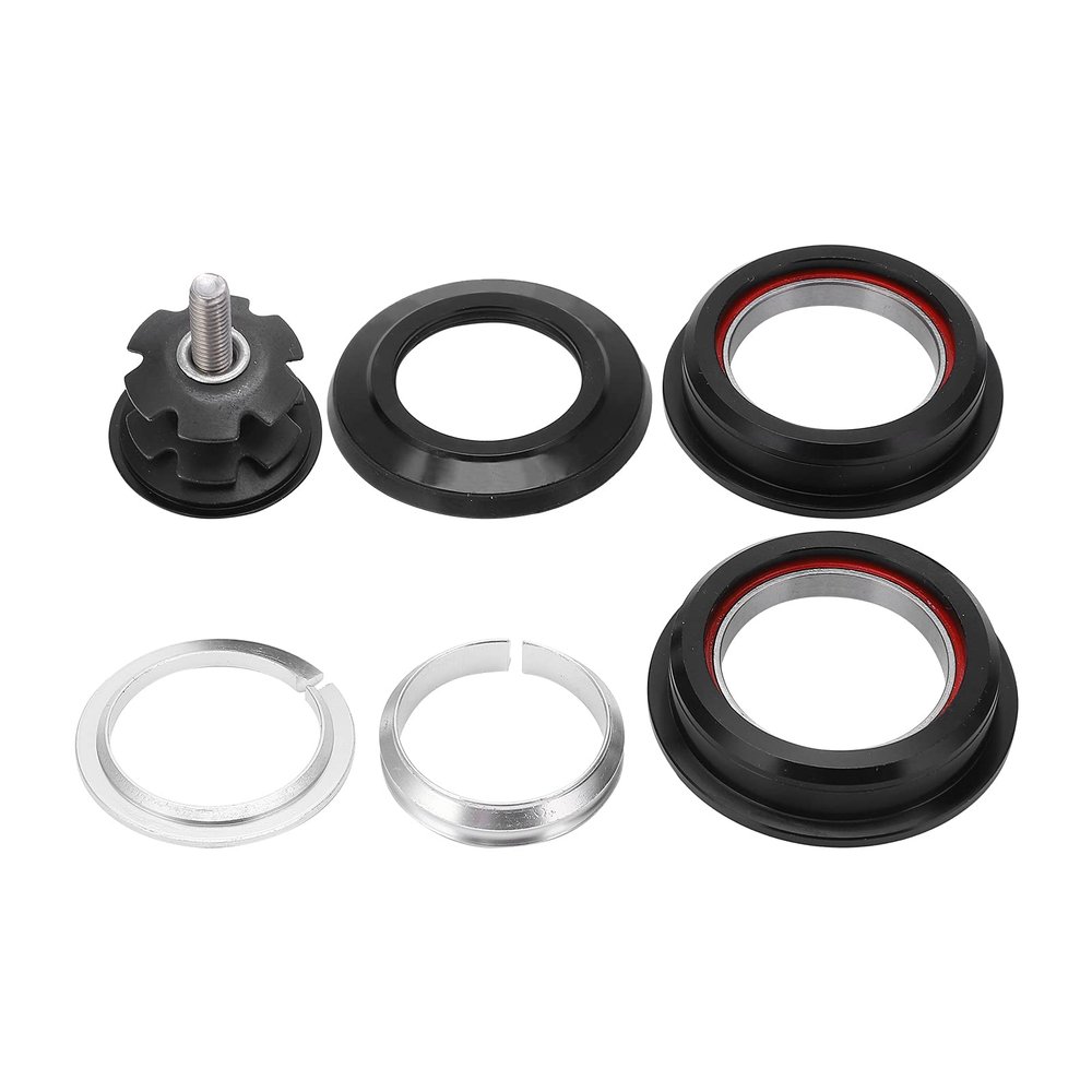 Alomejor Aluminum Alloy Double Bearings Bicycle Headset, 44mm Inner Diameter, with Bearing Headset, Pressing Ring, Cover, Sunflower Screw Top
