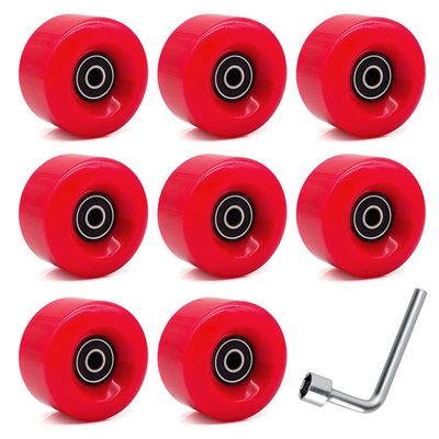 8 Pack Roller Skate Wheels with Bearings Installed PU Quad Skate Wheels 82A for Double Row Skating and Skateboard 32mm x 58mm (Red)