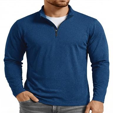 Boladeci 1/4 Zip Pullover Mens Quarter Zip Fleece Lined Thermal Long Sleeve Golf Shirts for Men Fall Winter Shirts Long Sleeve Warm Athletic 3/4 1/2 Half Zip Up Sweatshirts Blue Hiking Golf Jacket Men