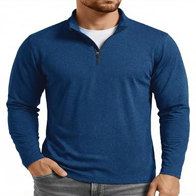 Boladeci 1/4 Zip Pullover Mens Quarter Zip Fleece Lined Thermal Long Sleeve Golf Shirts for Men Fall Winter Shirts Long Sleeve Warm Athletic 3/4 1/2 Half Zip Up Sweatshirts Blue Hiking Golf Jacket Men