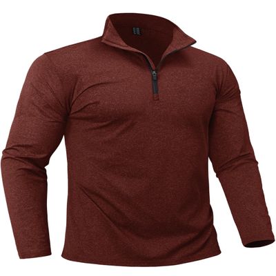Boladeci Long Sleeve Shirts for Mens Pullover Quarter Zip Sweatshirts Fleece Shirts Sweatshirt Men Golf Shirts Workout Clothes 1/4 Zip Pullover Sweater Orange Active Wear Warm Base Layer