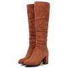 Erocalli Women's Fashion Knee High Boot Women Chunky Block High Heel Pull on Classic Chelsea Long Boots view 2