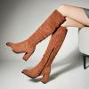 Erocalli Women's Fashion Knee High Boot Women Chunky Block High Heel Pull on Classic Chelsea Long Boots view 4