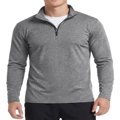 Boladeci Mens Quarter Zip Pullover 1/4 Thermal Long Sleeve Golf Shirts Fleece Pullover Moisture Wicking Sweaters and Pullovers 1/2 Half Zip Sweatshirts Grey