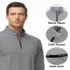 Boladeci Mens Quarter Zip Pullover 1/4 Thermal Long Sleeve Golf Shirts Fleece Pullover Moisture Wicking Sweaters and Pullovers 1/2 Half Zip Sweatshirts Grey view 4