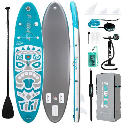 FunWater 10'633"6" Inflatable Stand Up Paddle Board with Premium SUP Paddleboard Accessories, Wide Stable Anti-Slip EVA Deck,Paddle Boards for Adults & Youth of All Skill Levels