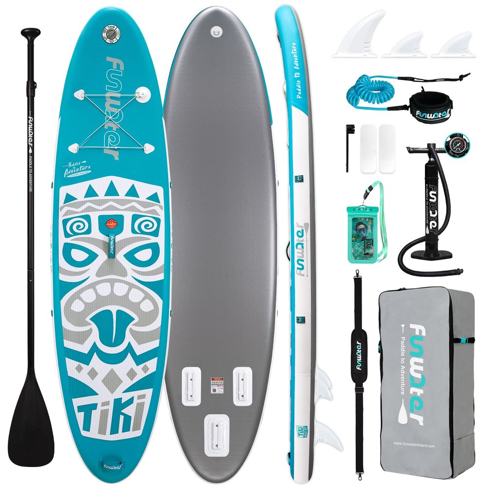 FunWater 10'633"6" Inflatable Stand Up Paddle Board with Premium SUP Paddleboard Accessories, Wide Stable Anti-Slip EVA Deck,Paddle Boards for Adults & Youth of All Skill Levels