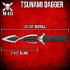 M48 Tsunami Fixed Blade With Vortec Sheath | Twist Blade Design | 7 1/2" Durable two-toned 3Cr13 stainless steel | Rugged Polypropylene Handle | Sub hilt on Handle | Partial serrated sawback | 15" Overall view 2