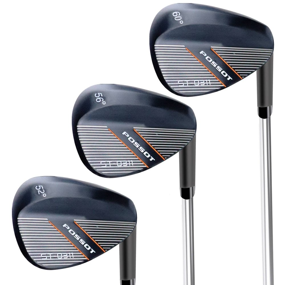 POSSOT 3 PCS Wedge Set or Individual Golf Wedges, Available in 52 Gap Wedge, 56 Sand Wedge and 60 Lob Wedge for Man and Woman Right Hand with Rubber Grip