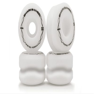 Shark Wheel White 54mm Twisted Skateboard Wheels, Wheels for Skateboarding, Outdoor Skating Wheels (54mm, White)