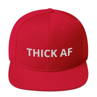 CreativeTees4You Thick AF Funny Gay Man LGBT Thick Booty Flatbrim Flat Brim Snapback Hat Cap Red
