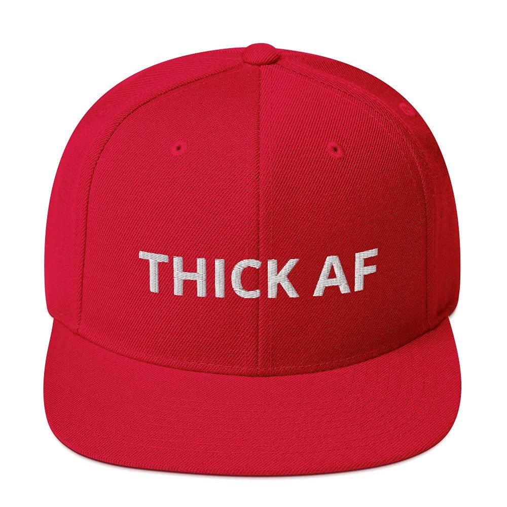 CreativeTees4You Thick AF Funny Gay Man LGBT Thick Booty Flatbrim Flat Brim Snapback Hat Cap Red