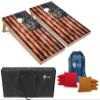 Tailgating Pros Rustic American Flag Cornhole Boards w/Bean Bags - 4'x2' Distressed Flag Cornhole Game w/Carrying Case & Corn Hole Bags view 1