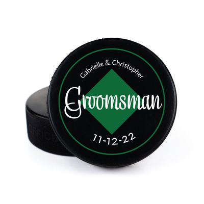 Buffalo Bottle Craft Groomsman Hockey Puck Gift for The Best Man Printed Puck - Official Size- Custom Wedding Hockey Puck Proposal Gift Ring Bearer, Officiant